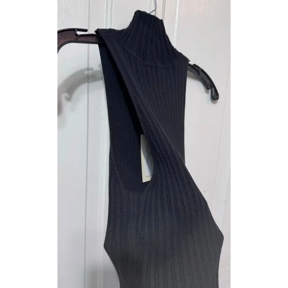 NWT Ramy Brook Black Ribbed Knit Turtleneck Tank Top Size S-M - Picture 8 of 9